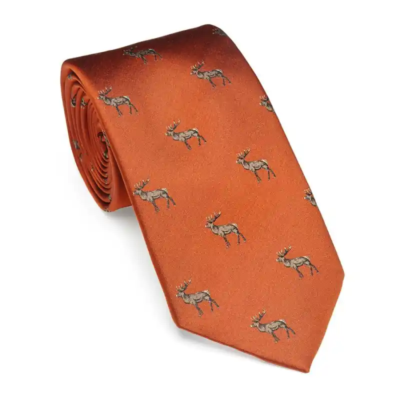 Solange Der Vorrat Reicht Laksen Unisex Krawatte Hirsch Orange