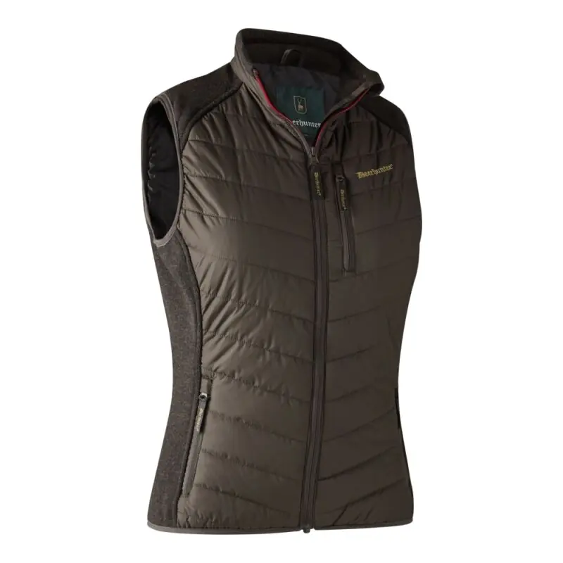Saisonangebot Deerhunter Damen Weste Caroline Wattiert mit Strick Brown Leaf