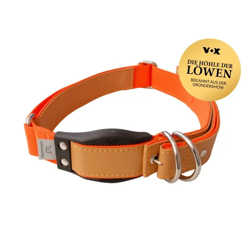 WowWow Hundehalsband mit integrierter Leine Leder Ockergelb Solange Der Vorrat Reicht