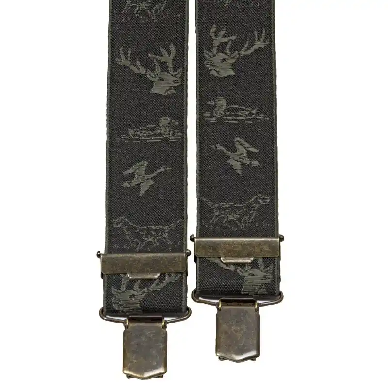 AKAH Hosenträger Jacquard Wildmotive Oliv Neu