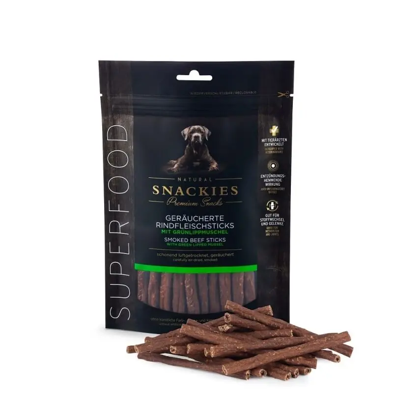 Snackies Hundesnack Geräucherte Rindfleischsticks mit Grünlippmuschel Kracherpreis