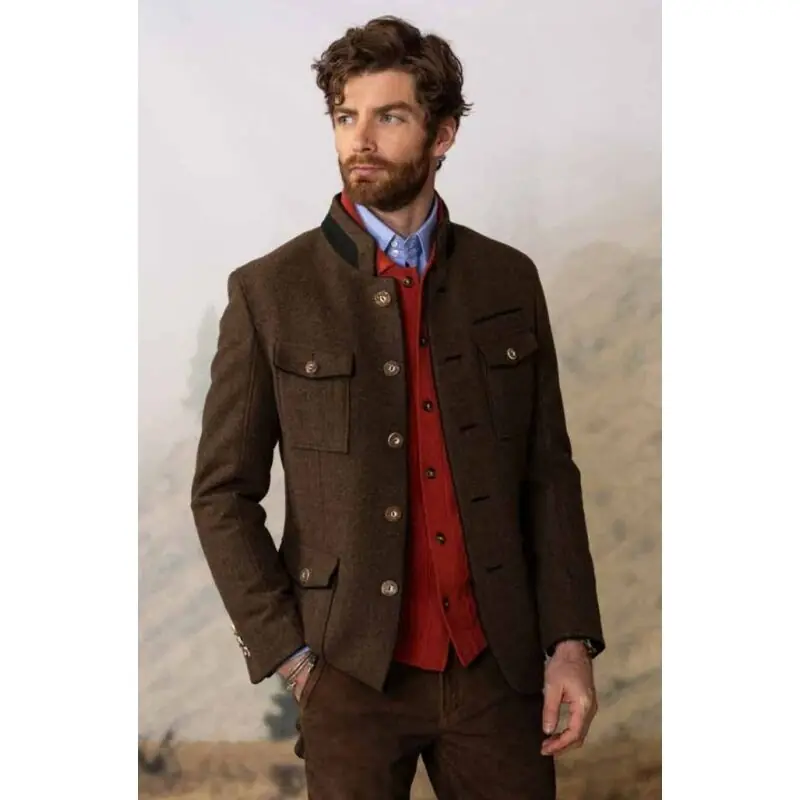 Neue Kollektion Habsburg Herren Indoor Jacke aus Schurwolle Adrian Schlamm