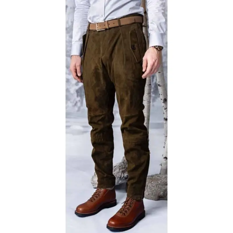 Habsburg Herren Hose aus Lammvelours Wagrain Oliv Geprüft