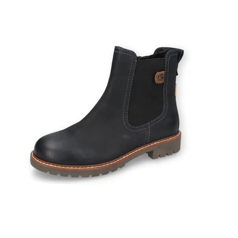 Preisknaller Camel Active Damen Chelsea Boots Crazy Horse gefüttert Schwarz