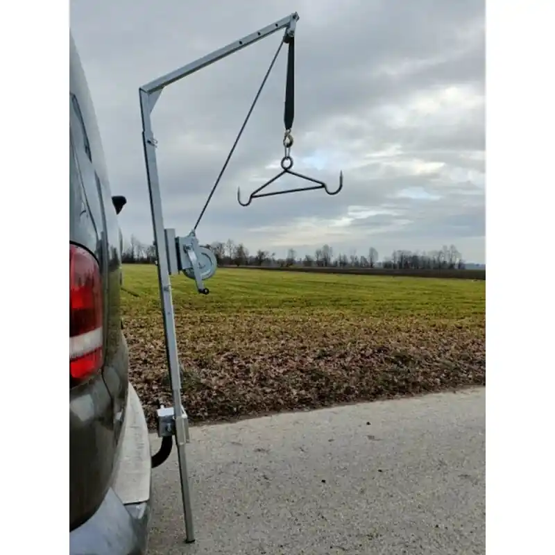 Gehetec Mobile Aufbrechhilfe mit Seilwinde und Wildgalgen für Kupplungsmontage Neu Im Sortiment