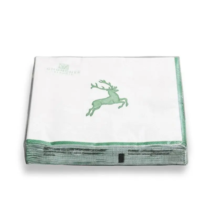 Billig Gmundner Keramik Grüner Hirsch, Servietten 3-lagig/20Stk, 33x33cm