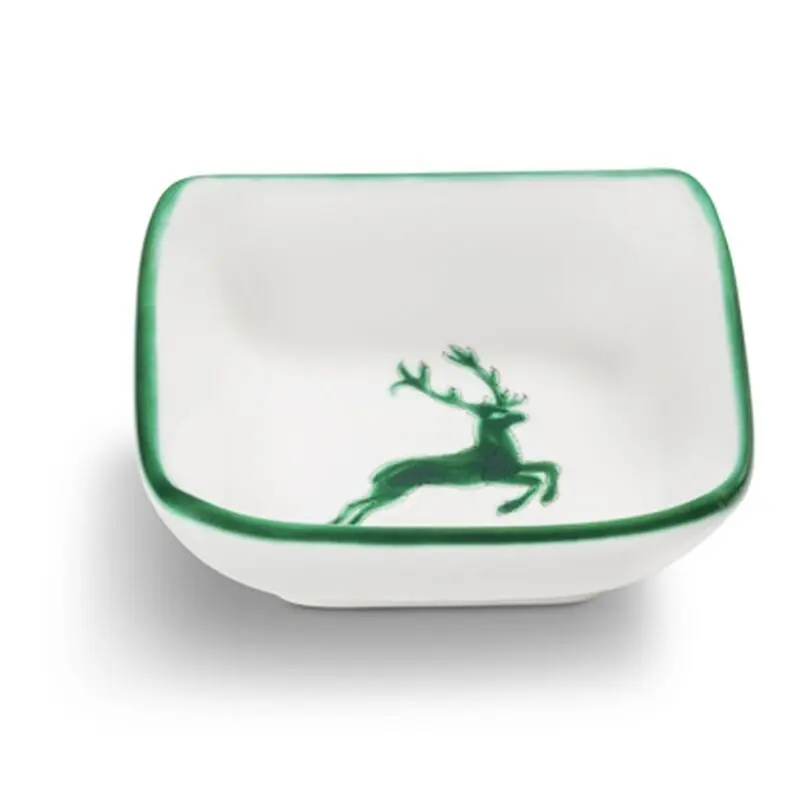 Super-Preis Gmundner Keramik Grüner Hirsch, Schälchen quadratisch (9x9cm)