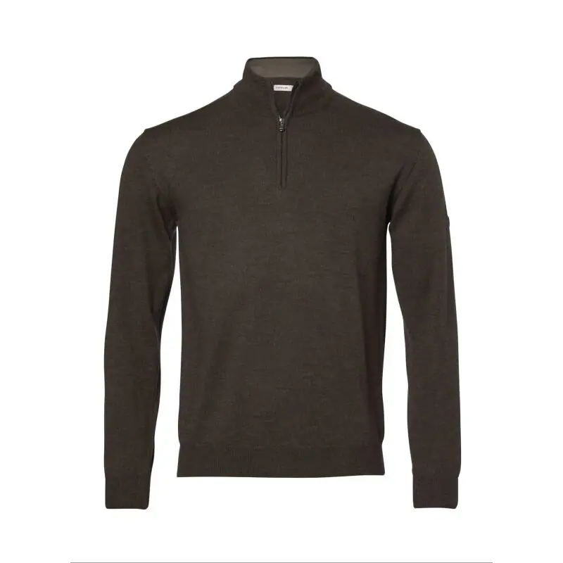Sonderangebot Chevalier Herren Pullover Aston Half Zip Merino Leather Brown