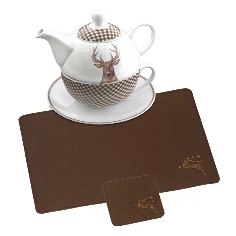 Geschenkset Hirsch »Tea for one« inklusive Platzsets und Untersetzer aus Filz Schnäppchen