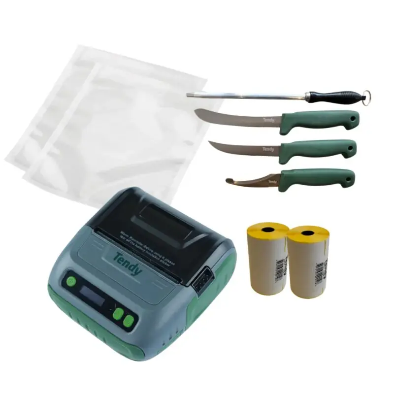 Tendy Set 1 - Etikettendrucker, Schlachtset, Etiketten, Vakuumbeutel Sichere Zahlung