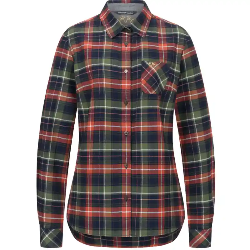 Blaser Damen Bluse Martina Flanell Dunkel Oliv/Rot Echt