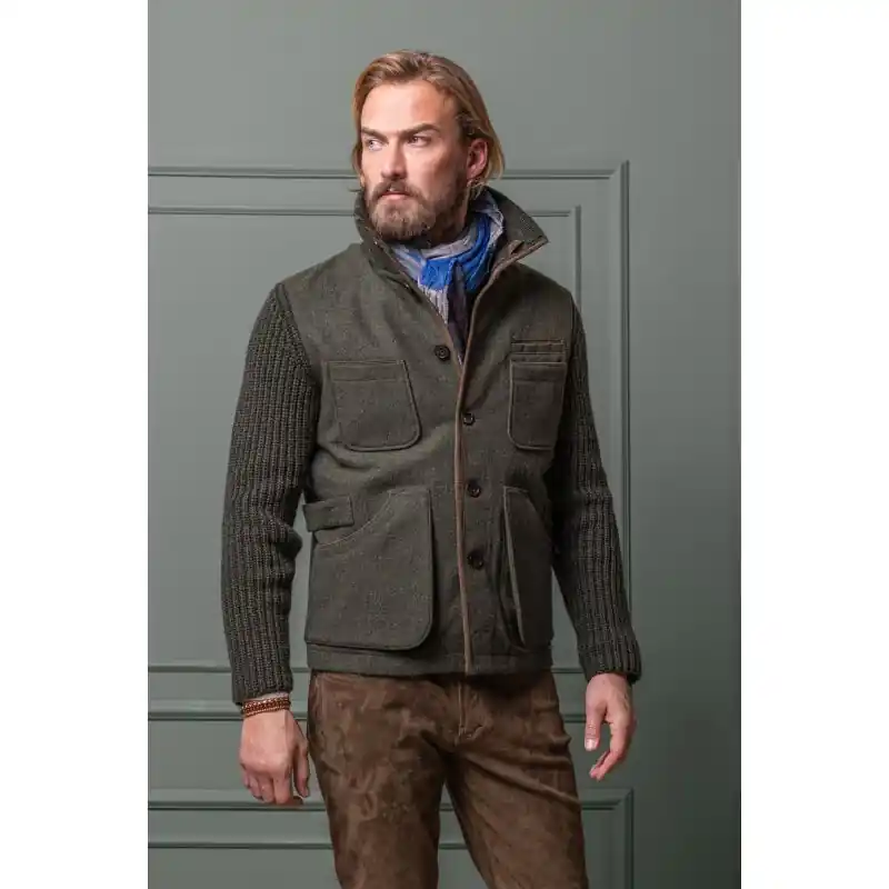 Habsburg Herren Outdoor Gilets aus Schurwolle Liemberg Dunkelgrün Sale