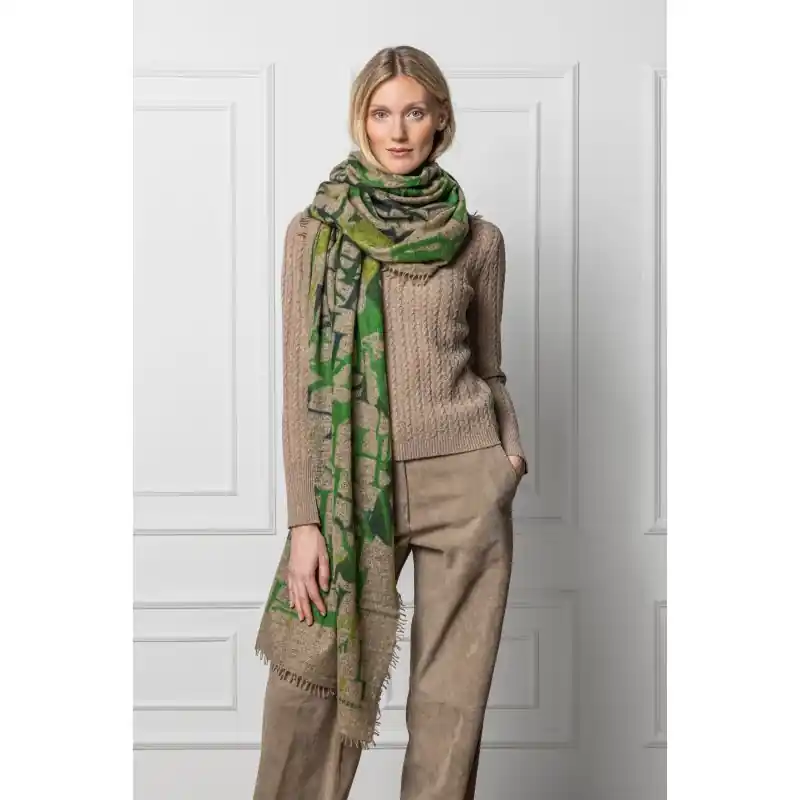 Must-Have Habsburg Damen Schal aus Cashmere Hirsch Hbg Grün