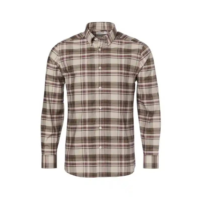 Chevalier Herren Shirt Betley Regular Fit Millet Brown Checked Sichere Zahlung