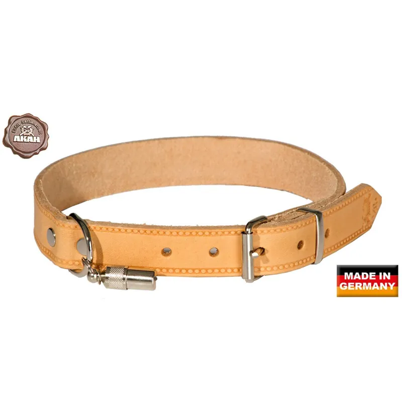 AKAH genietetes Hundehalsband aus Fahlleder – 30 cm bis 55 cm Sonderaktion