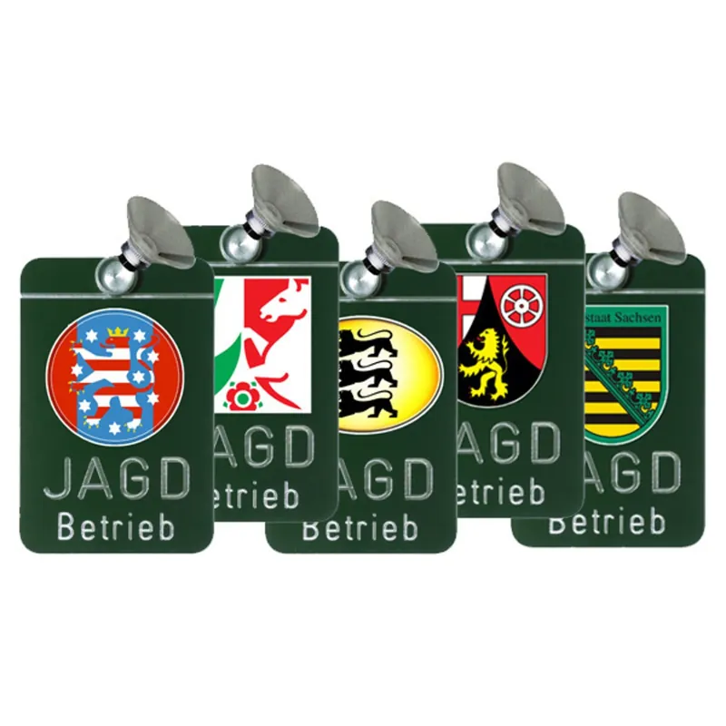 Schneller Versand AKAH Autoschild Jagdbetrieb mit Länderwappen – 12 Ausführungen