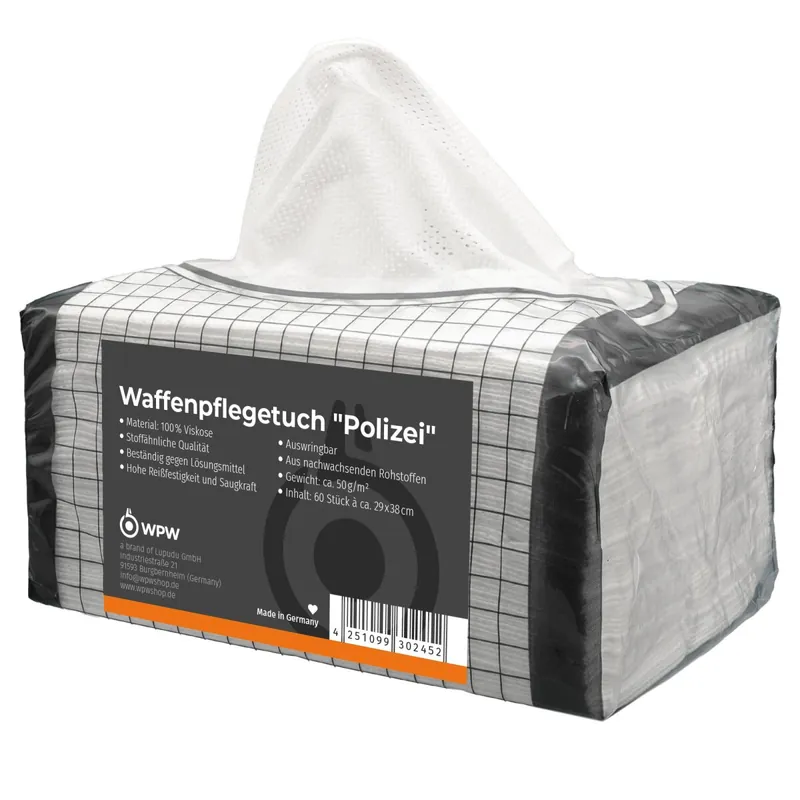 Sichere Zahlung WPW Waffenpflegetuch "Polizei" 29 x 38 cm - 60 Stück
