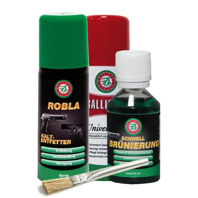 Abverkauf BALLISTOL Klever Brünier-Set klein mit Entfetter, Öl und Pinsel