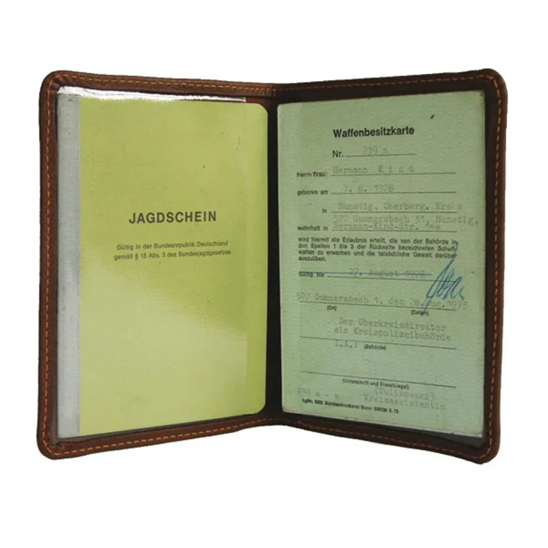 AKAH Jagdscheinetui aus Loden mit Elchledereinfassung – 12 × 17 cm Top-Seller