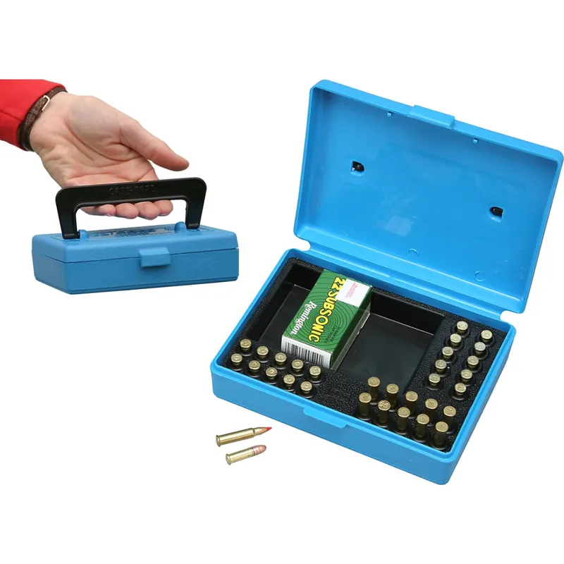 Preisreduziert MTM Patronenbox SB-22-20 mit Klappdeckel – bis 130 Patronen Blau