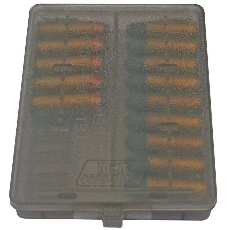 Geprüft MTM Patronen Grau-transparentbox W18-44-41 mit Klappdeckel – 18 Patronen Grau-transparent