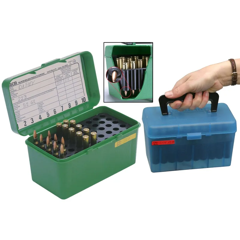 Knallerangebot MTM Patronenbox H50-XL mit Klappdeckel – 50 Patronen in 2 Farben