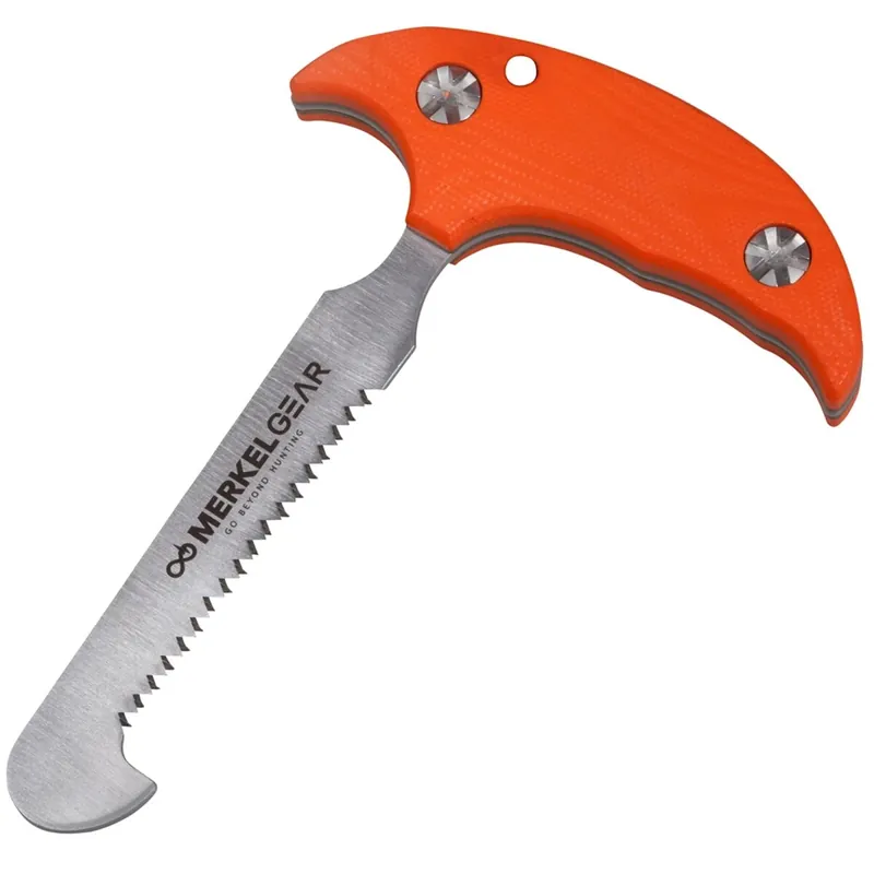 Merkel Gear Aufbrechsäge aus 420er-Stahl mit Lederscheide – 11 cm Letzte Chance