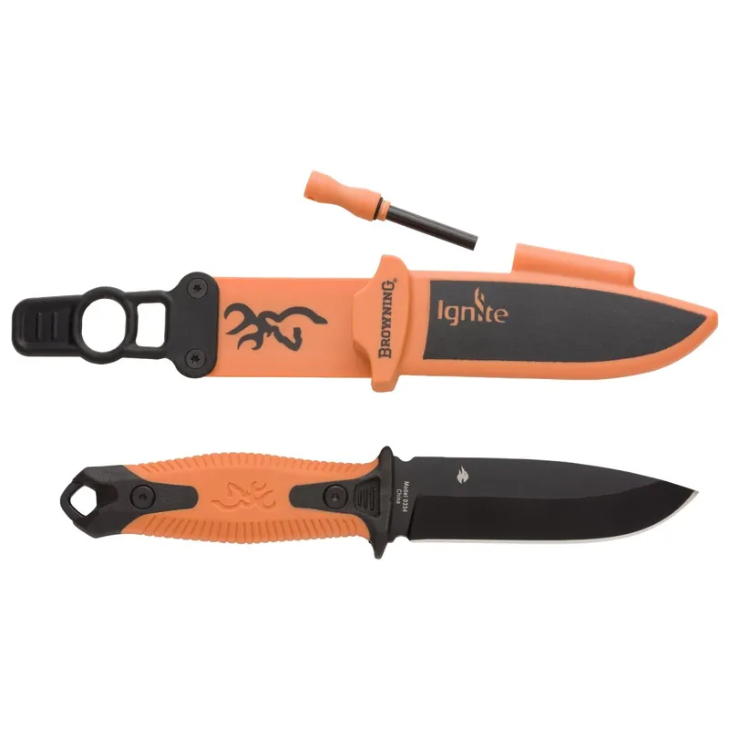 Browning Ignite 2 Jagdmesser mit Feuerstein in grün oder orange Sichere Zahlung