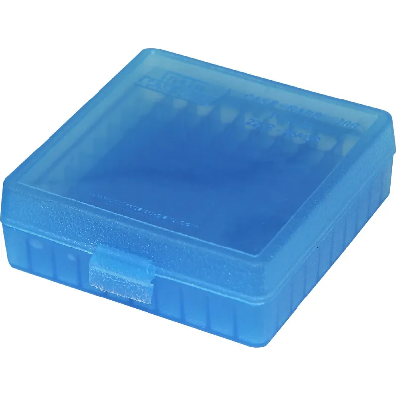 MTM Patronenbox P-100-22-24 mit Klappdeckel – 100 Patronen Blau-transparent Top-Seller