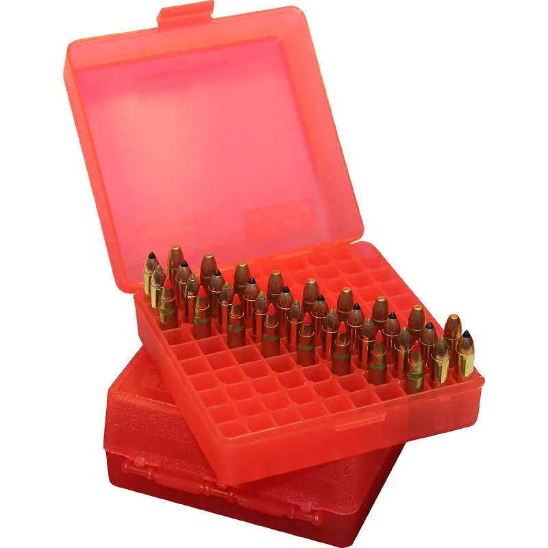 MTM Patronenbox P-100-22M-29 mit Klappdeckel – 100 Patronen Rot-transparent Rabatt