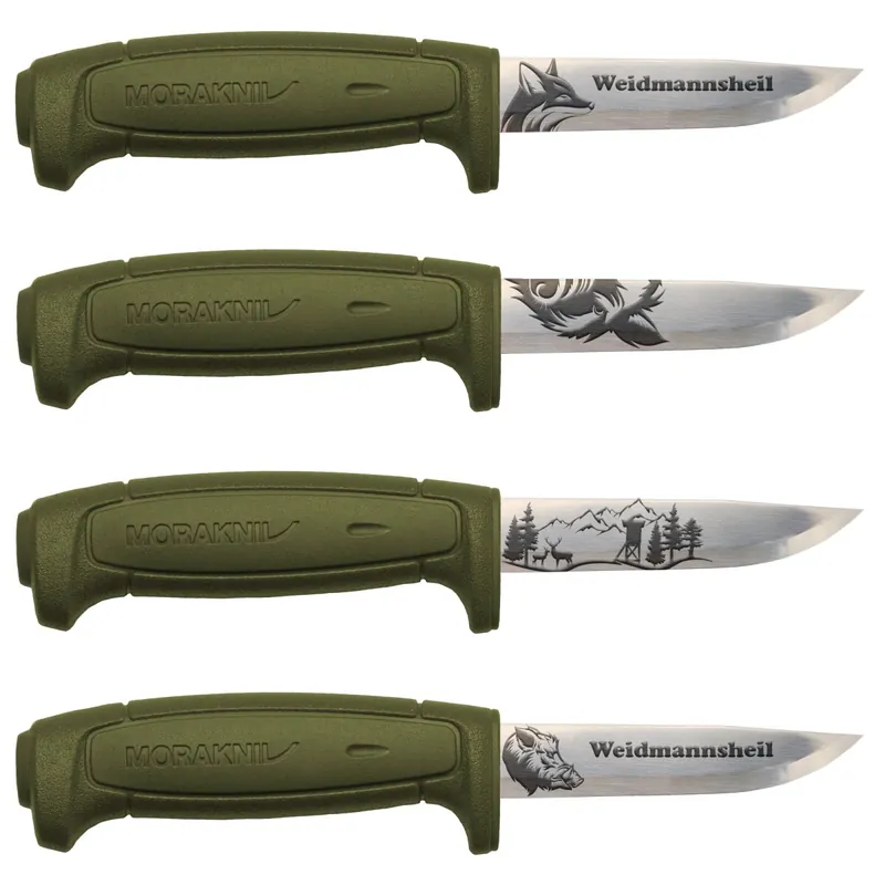 Morakniv Basic 511 Jagdmesser Militärgrün mit Gravur – verschiedene Motive Neuheit