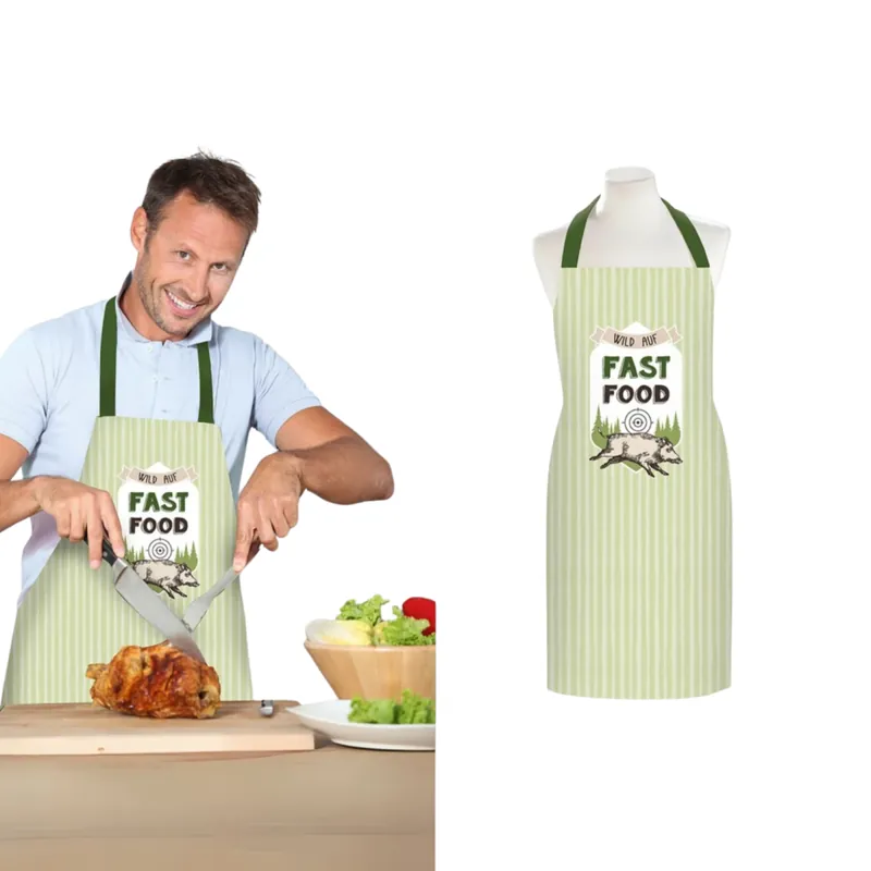 GILDE Koch- und Grillschürze Wild auf Fast Food – Baumwolle Grün Sonderangebot