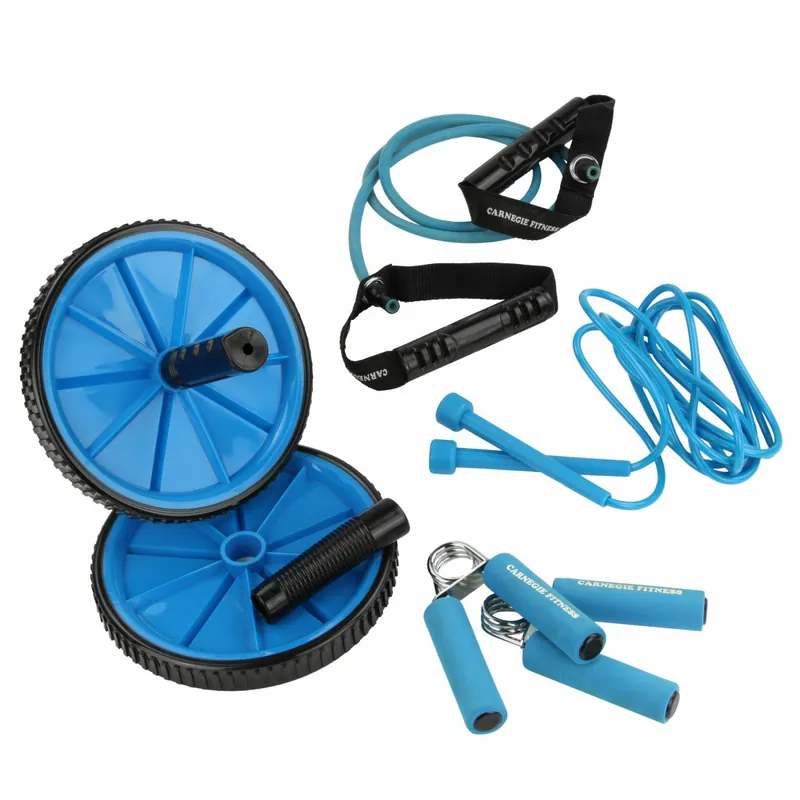 Highlight Carnegie TravelGym mobiles Fitnessstudio mit Ab Toner, Fingerhantel, Expander & Springseil