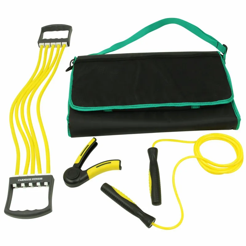 Markenware Carnegie Fitness Training Set mit Expander Fingerhantel Springseil & Bodenmatte, Ganz-Körper-Workout