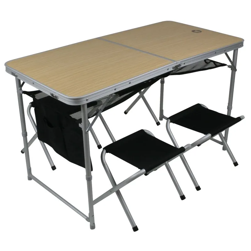 Beliebt 10T Tisch-Hocker-Set Portable Family 4 Mann Alu Campingtisch Picknick Koffertisch mit Sitz-Hockern