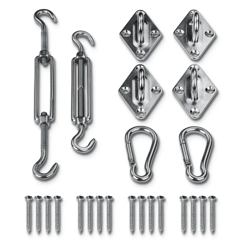 Preisreduziert yourGEAR Fix-It Tarp - Sonnensegel Montage Set Edelstahl Befestigungset Wand Pfosten Zaun 24 teilig