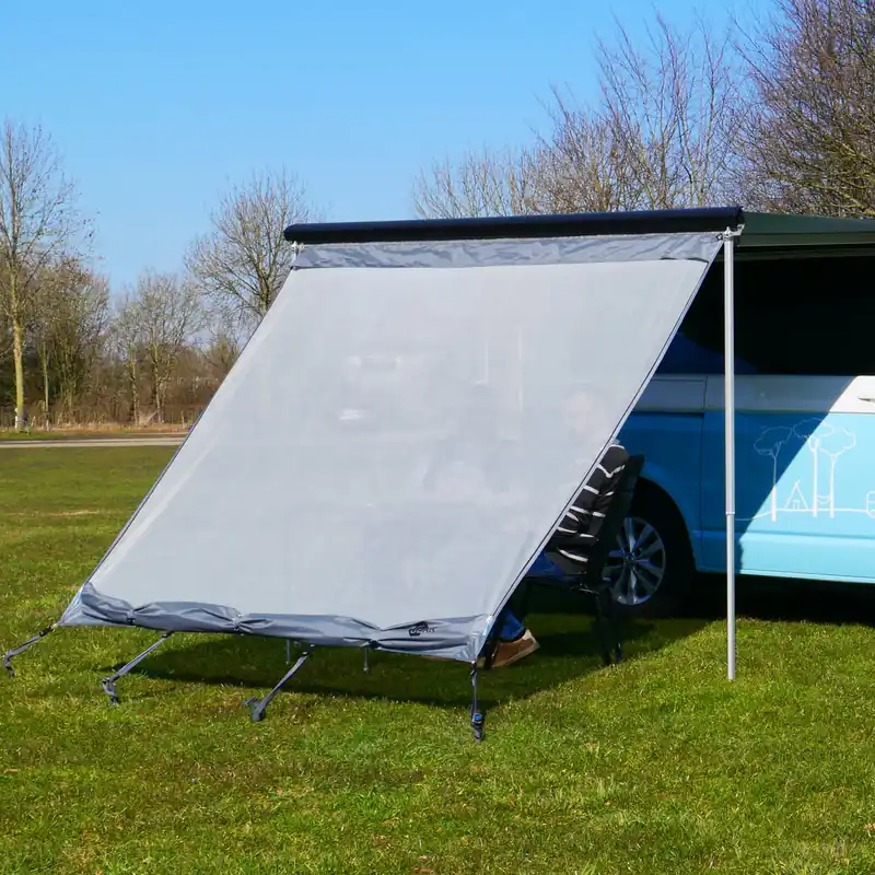 Versand Am Gleichen Tag your GEAR Campingbus Sun + Rain Blocker 2,4 x 2 m - Vorderwand für Bulli / Bus Markise mit Abdeckung