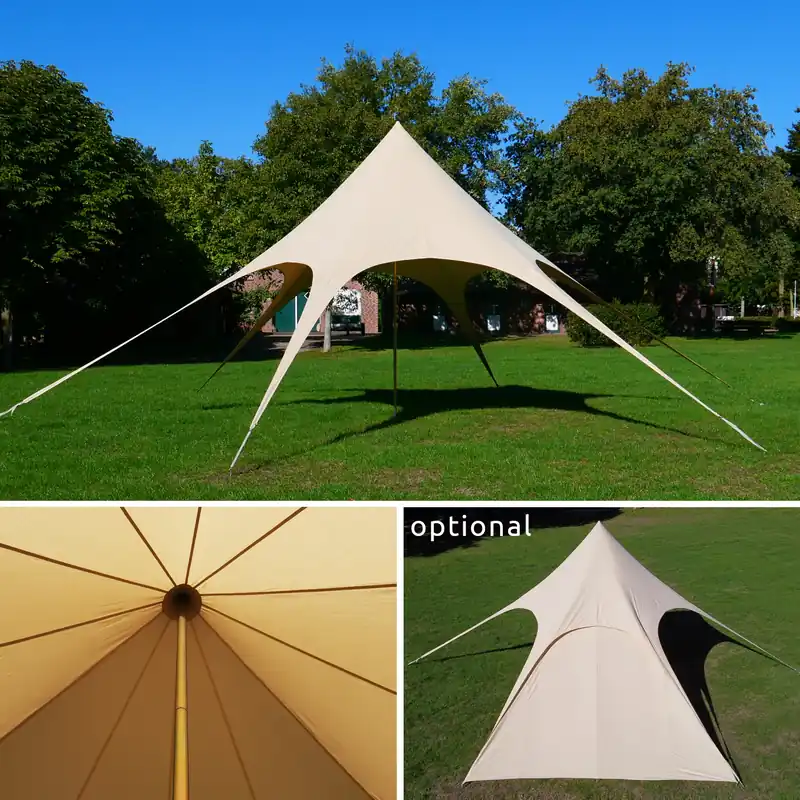 Jetzt Kaufen your GEAR Sonora - Sternzelt Ø 10 x 4 m Pavillon Sonnenschirm Sonnendach aus Baumwollmischgewebe