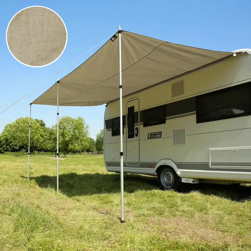 your GEAR Caravan Tarp TC 300 x 240 Wohnwagen Sonnendach inkl. Aufstellstangen Baumwoll-Sonnensegel Knallerangebot
