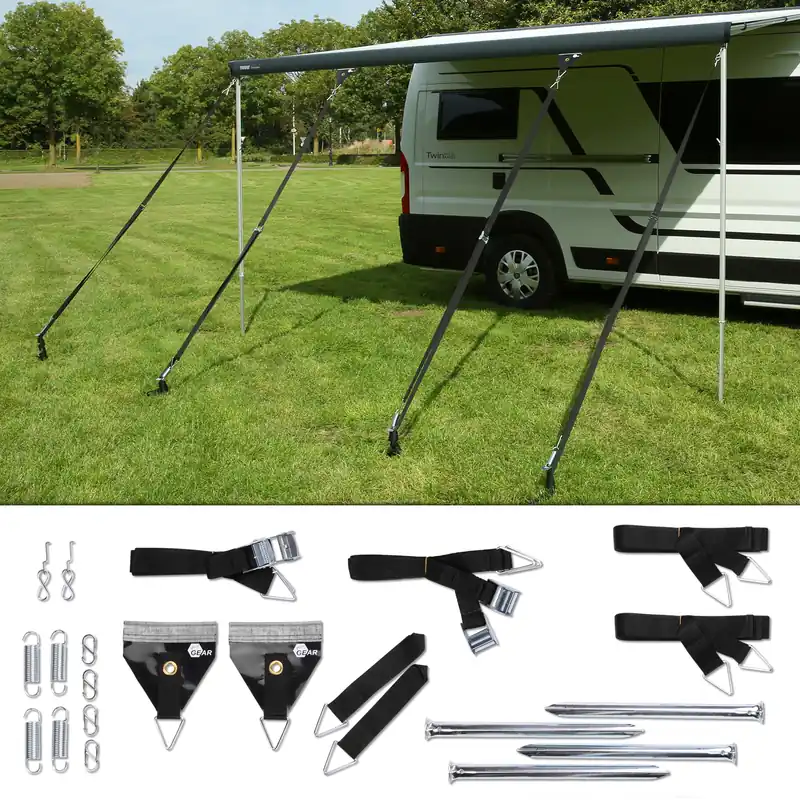 Sonderangebot your GEAR Storm Set Markise - 4-Punkt Markisensicherung, Sturmband, Abspannung für alle Markisen