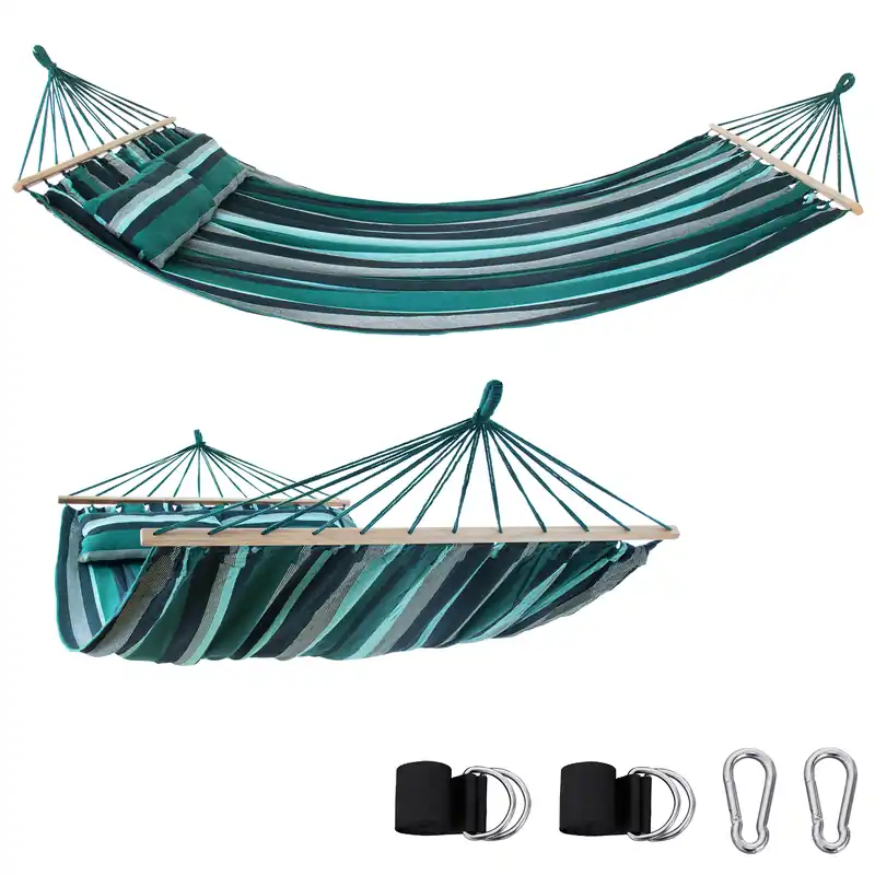 Must-Have 2nd Chance - your GEAR Kauai Smaragd Hängematte 240x160cm 300kg Baumwolle Stabhängematte Kissen Befestigung-Set (Pal LJ)(71167)
