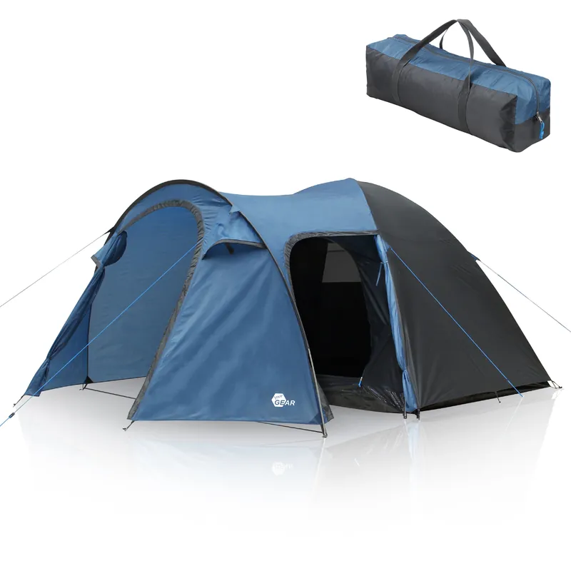 Billig 2nd Chance - your GEAR Zelt Cetona 5 Personen Kuppelzelt Wohnraum Seiteneingang Stehhöhe 3000 mm Blau Grau (71346)