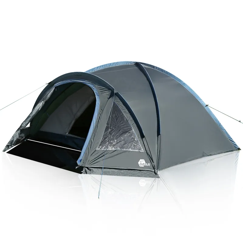 Zertifiziert your GEAR Zelt Monza 4 Personen Kuppelzelt, Vorbau mit Bodenplane und Fenster, UV50+, 3000 mm