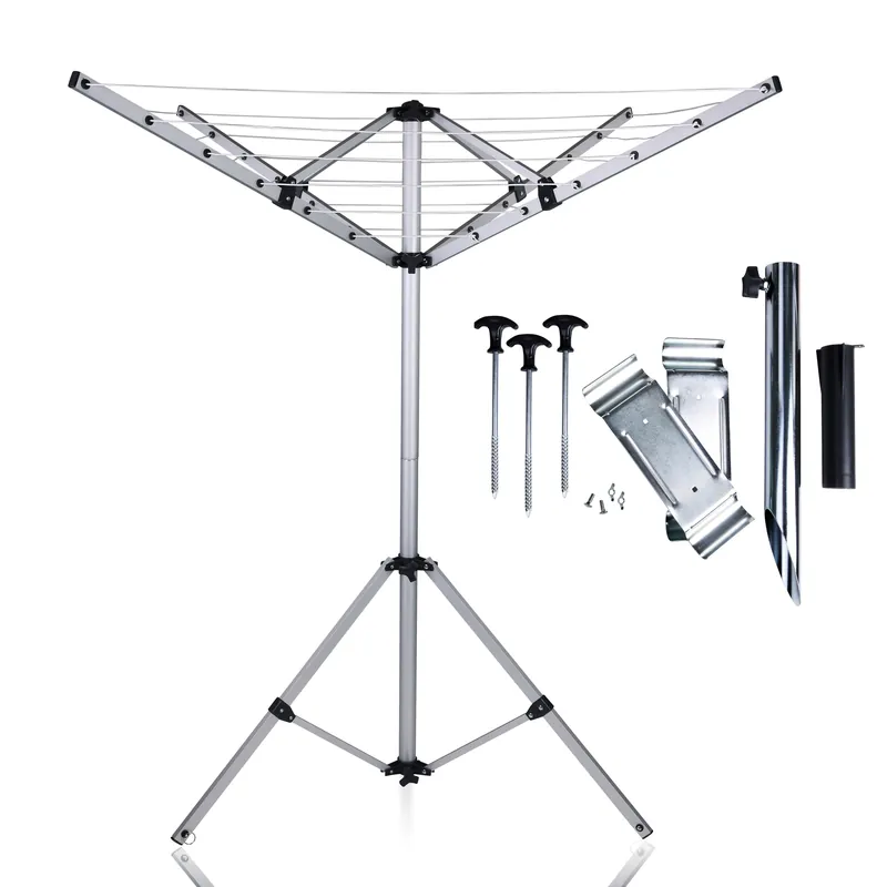 Knallerangebot 2nd Chance your GEAR Siena Caravan - Alu Wäschespinne, 4-armiger Wäscheständer mit Stützrad-Halterung, Standfuß 71460