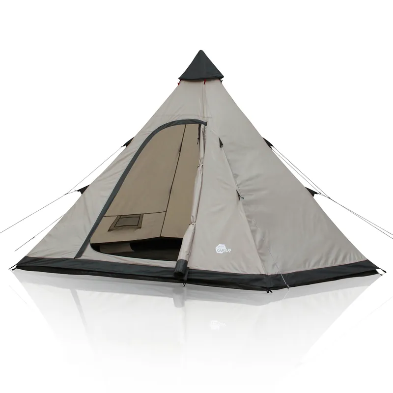 2nd Chance - your GEAR Zelt Lido 370 4 Personen Tipi-Zelt Bodenwanne Insektenschutz Stehhöhe Wasserdicht 5000 mm (71113) Abverkauf
