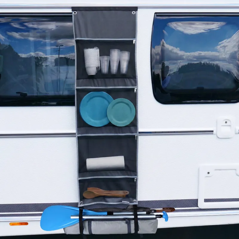 your GEAR Caravan Organizer Mesh - Hängeregal für Zelt, Vorzelt, Wohnwagen 140 x 45 cm, 4 Fächer Billig