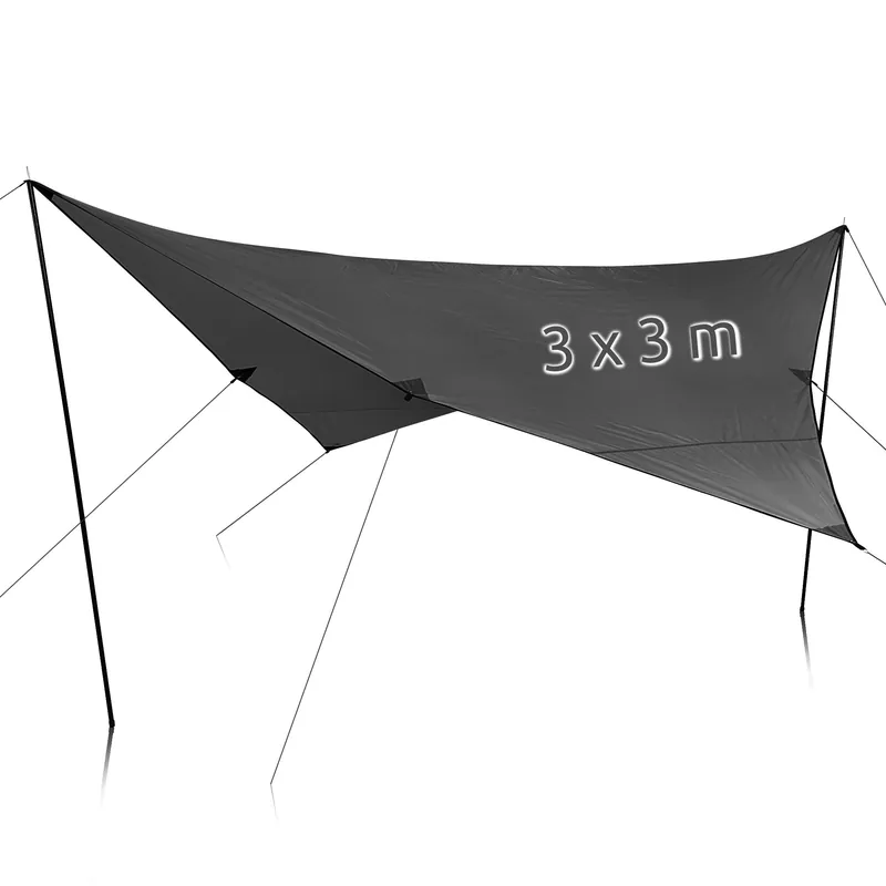 Begrenztes Angebot your GEAR Sonnensegel Atrani 3 x 3 m - Tarp mit 2 Aufstellstangen, wasserdicht 5000 mm, Grau