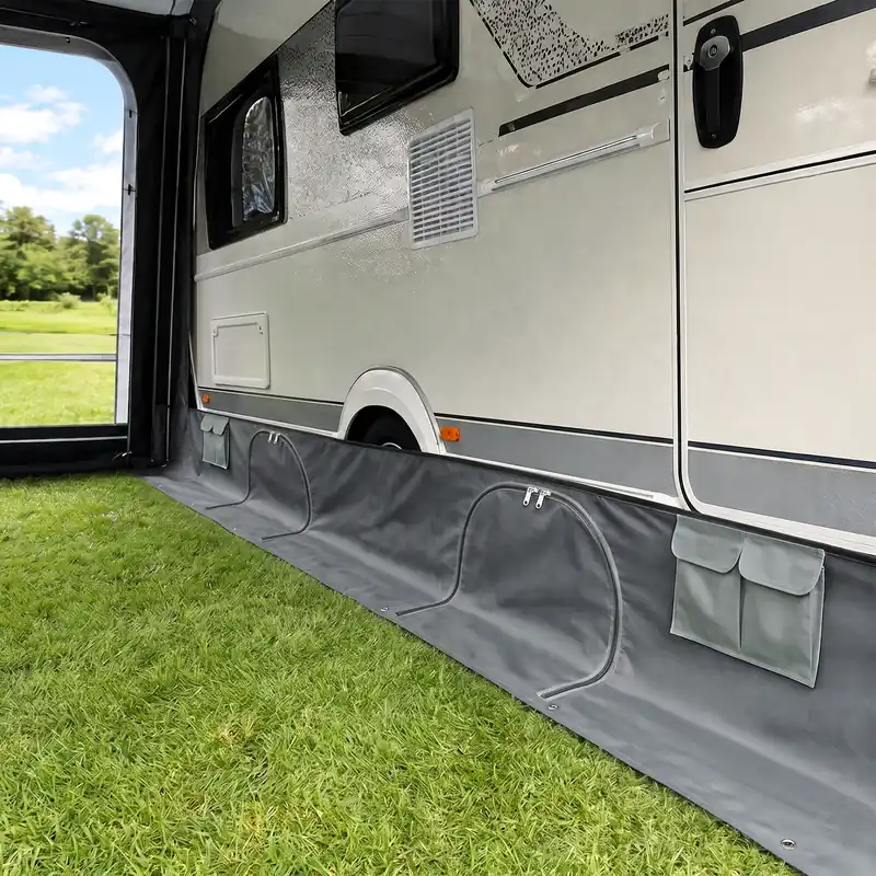 Abverkauf your GEAR Draftskirt - Bodenschürze 650 x 60 cm Wohnwagen Wohnmobilschürze mit Staufächern