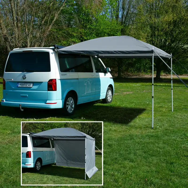 Nur Für Kurze Zeit your GEAR Parasol - Sonnendach für Bulli Multivan Wohnmobil 260 x 260 cm 2 x Seitenwand Busvorzelt