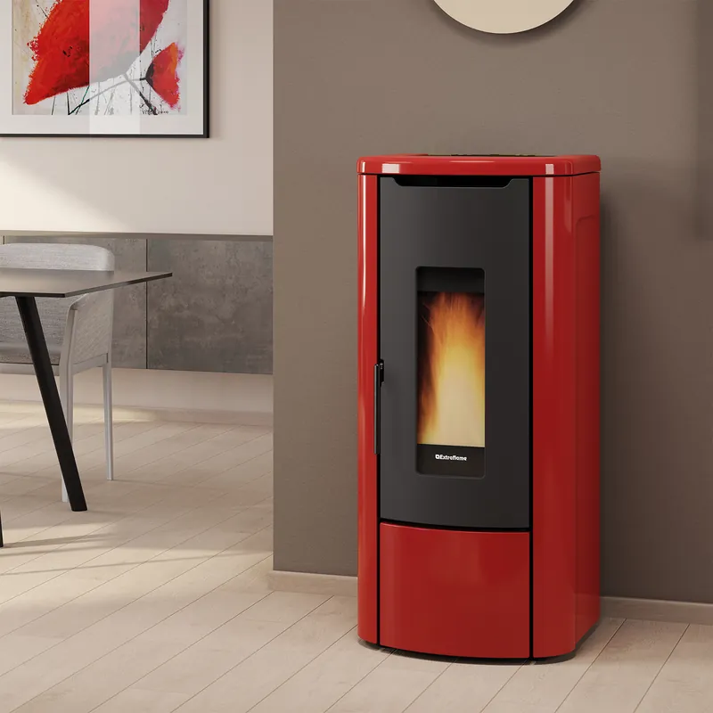Extraflame Evolution Line Rosanna Idro Wasserführender Pelletofen Stahl Bordeaux Abverkauf